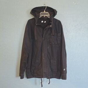 Orage Snowboard Ski Winter Black Hooded Military Field Jacket